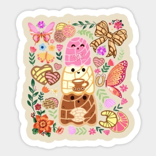 Cute Concha Trio with Flowers and Butterflies Sticker
